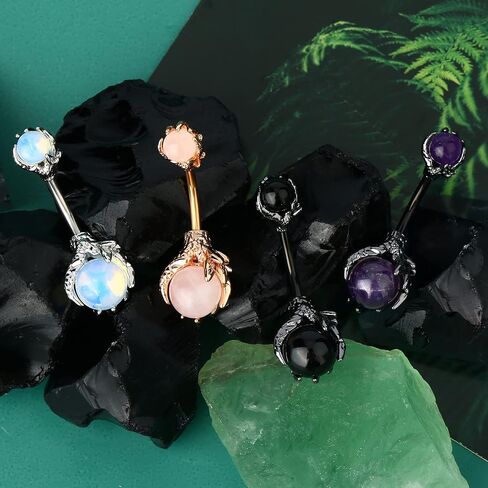 COCHARM Dragon Claw Holding Gemstone Belly Button Rings 14G Belly Rings for Women Navel Rings for Women Gifts in Saudi Arabia