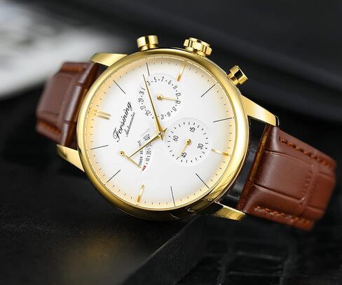 ساعة Forsining الرجالية الأوتوماتيكية، احتياطي الطاقة، عرض التاريخ، ساعة اليد الميكانيكية الأنيقة in Kuwait