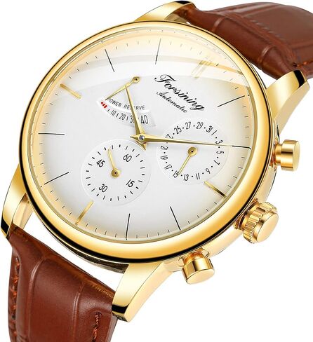 ساعة Forsining الرجالية الأوتوماتيكية، احتياطي الطاقة، عرض التاريخ، ساعة اليد الميكانيكية الأنيقة in Kuwait