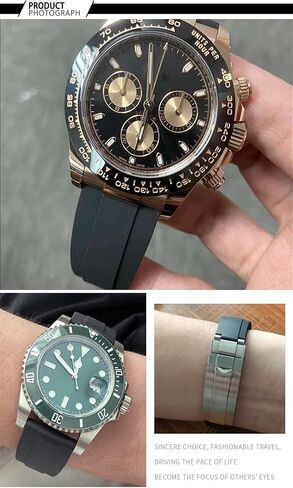 Wscebck Rubber Watchband 20mm 21mm Fit for Rolex Submariner GMT Daytona Oyster Perpetual Yacht Master Slide Lock Buckle Silicone Strap (Color : Black, Size : 20mm) in Kuwait