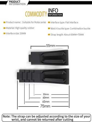 Wscebck Rubber Watchband 20mm 21mm Fit for Rolex Submariner GMT Daytona Oyster Perpetual Yacht Master Slide Lock Buckle Silicone Strap (Color : Black, Size : 20mm) in Kuwait