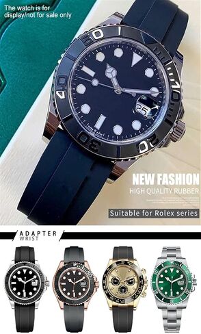 Wscebck Rubber Watchband 20mm 21mm Fit for Rolex Submariner GMT Daytona Oyster Perpetual Yacht Master Slide Lock Buckle Silicone Strap (Color : Black, Size : 20mm) in Kuwait