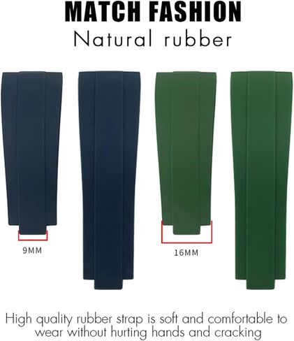 Wscebck Rubber Watchband 20mm 21mm Fit for Rolex Submariner GMT Daytona Oyster Perpetual Yacht Master Slide Lock Buckle Silicone Strap (Color : Black, Size : 20mm) in Kuwait