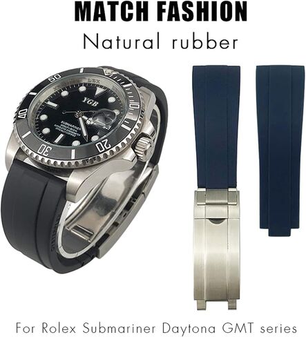 Wscebck Rubber Watchband 20mm 21mm Fit for Rolex Submariner GMT Daytona Oyster Perpetual Yacht Master Slide Lock Buckle Silicone Strap (Color : Black, Size : 20mm) in Kuwait