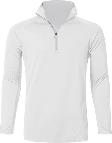 Men's UPF 50+ Fishing Shirts 1/4 Zip Sun Protection Hiking Running Rash Guard T-Shirts Quick Dry Long Sleeve Outdoor Shirt in Saudi Arabia