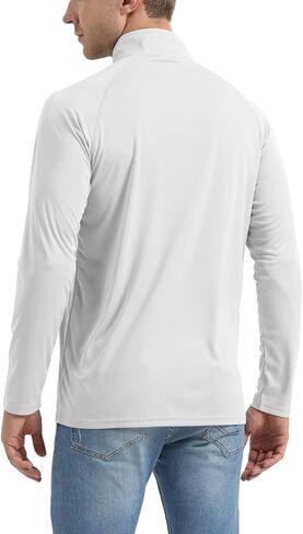 Men's UPF 50+ Fishing Shirts 1/4 Zip Sun Protection Hiking Running Rash Guard T-Shirts Quick Dry Long Sleeve Outdoor Shirt in Saudi Arabia