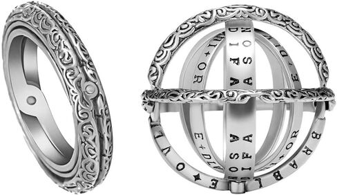 JUNTEN Astronomical Ring Men Women Armillary Sphere Ring for Couple Lovers Foldable Cosmic Finger Rings, Size 5-12 in Kuwait
