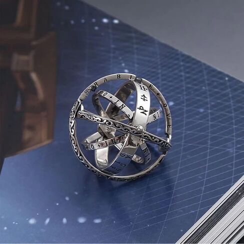 JUNTEN Astronomical Ring Men Women Armillary Sphere Ring for Couple Lovers Foldable Cosmic Finger Rings, Size 5-12 in Kuwait
