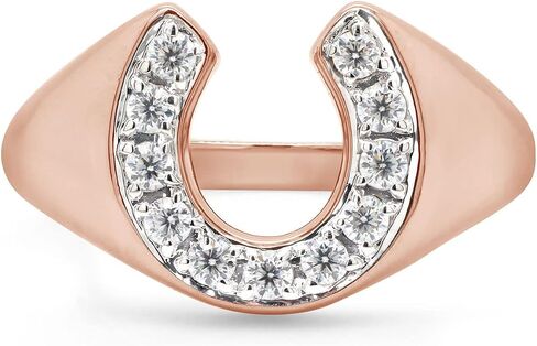 SAVEARTH DIAMONDS 1/3 Carat Round Cut Lab Created Moissanite Diamond Horseshoe Statement Ring In 14K Gold Over Sterling Silver Jewelry For Men (G-H Color, VVS1 Clarity, 0.33 Cttw) in Saudi Arabia