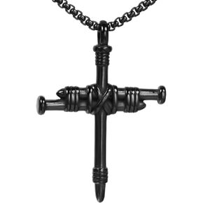 HIJONES Men's Stainless Steel Nail Cross Charm Pendant Necklace, Multicolor in Kuwait
