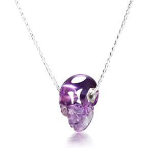 Skullis Necklace of Clear Amethyst Crystal Skull Pendant for Men and Women. 925 Sterling Silver Chain,Skull Jewelry. in Saudi Arabia