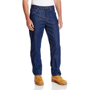 بنطلون جينز رجالي من Dickies للارتداء في العمل CR393RNB مقاس 38x32 من قطن الدنيم مقاس مريح مع ساق مستقيمة، مقاس الخصر 96.52 سم، درزة داخلية 81.28 سم، أزرق نيلي in Kuwait