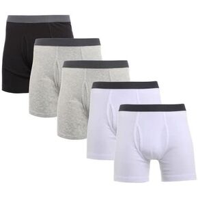 Men's Cotton Rich Underwear Boxer Brief | Mid Leg Length Design (4/8-pack) | Tag-Free, Ultra Soft, Breathable (Made in Egypt)
