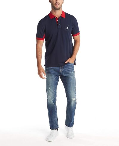 Nautica Men's Classic Fit Short Sleeve Performance Pique Polo Shirt in Kuwait