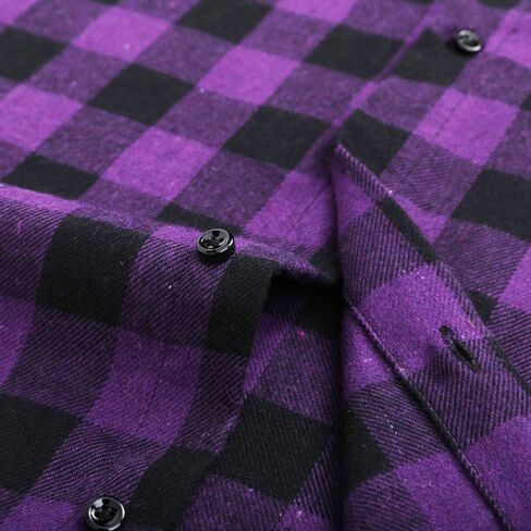 Leonal Men's Dress Long Sleeve Buffalo Plaid Checked Flannel Shirt in Kuwait