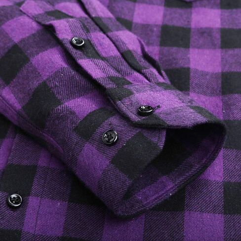 Leonal Men's Dress Long Sleeve Buffalo Plaid Checked Flannel Shirt in Kuwait