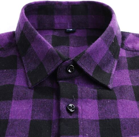 Leonal Men's Dress Long Sleeve Buffalo Plaid Checked Flannel Shirt in Kuwait