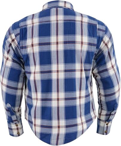 Milwaukee Leather MPM1645 Men's Plaid Flannel Biker Shirt with CE Approved Armor - Reinforced w/Aramid Fiber - X-Large Blue in Saudi Arabia