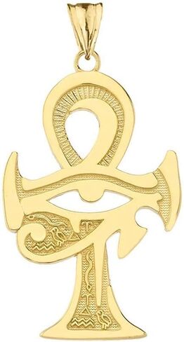 Fine 14k Gold Egyptian Eye of Horus Ankh Cross Pendant in Saudi Arabia