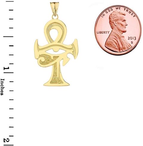 Fine 14k Gold Egyptian Eye of Horus Ankh Cross Pendant in Saudi Arabia