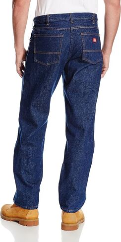 Dickies Occupational Workwear CR393RNB 38x32 Denim Cotton Relaxed Fit Men's Industrial Jean with Straight Leg, 38" Waist Size, 32" Inseam, Indigo Blue in Saudi Arabia