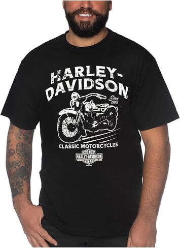 Harley-Davidson Men's Profit Short Sleeve Crew-Neck Cotton T-Shirt - Solid Black in Saudi Arabia