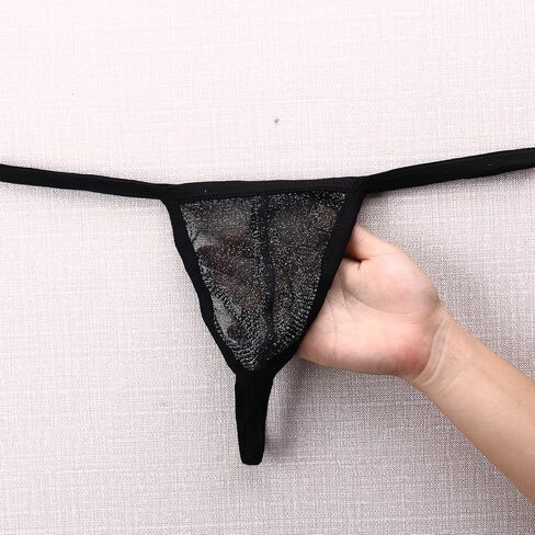 Evankin Mens Sexy Bling Mesh Thong See Through G-Strings Underwear Low Rise Briefs Bikini Wide Belt in Kuwait
