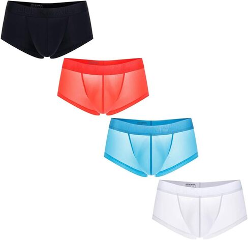 JOCKMAIL 4PCS/Packs Ice Silk Men Underwear Men Boxers Solid Convex Men Underpants Short Panties Male Boxers in Saudi Arabia