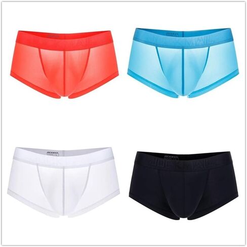 JOCKMAIL 4PCS/Packs Ice Silk Men Underwear Men Boxers Solid Convex Men Underpants Short Panties Male Boxers in Saudi Arabia