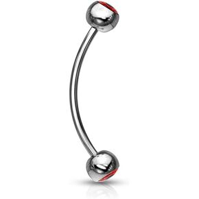 Forbidden Body Jewelry 16g 14mm Surgical Steel Curved Barbell w/Eyeball Inlaid Ball Ends for Snake Eyes Tongue Piercing in Saudi Arabia