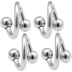 bodyjewellery 4pcs 14g Spiral Twisted Barbell Tragus Lip Cartilage Eyebrow Helix Tragus Hoop Surgical Steel Ear Gauges 4mm Balls Pick Size