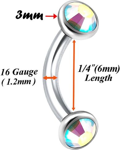 Bodyjewellery 4 قطعة 16 جرام 6 مللي متر منحني الحديد جسر الأذن الفص الغضروف اللولب الحاجب مكافحة الزنمة أقراط حافة بينا Halfball BWAW اختيار اللون in Kuwait