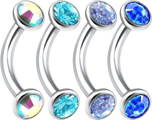 Bodyjewellery 4 قطعة 16 جرام 6 مللي متر منحني الحديد جسر الأذن الفص الغضروف اللولب الحاجب مكافحة الزنمة أقراط حافة بينا Halfball BWAW اختيار اللون in Kuwait