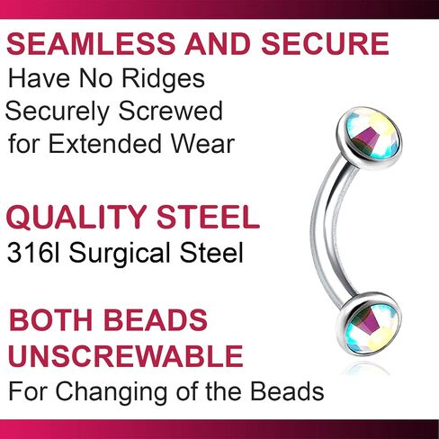 Bodyjewellery 4 قطعة 16 جرام 6 مللي متر منحني الحديد جسر الأذن الفص الغضروف اللولب الحاجب مكافحة الزنمة أقراط حافة بينا Halfball BWAW اختيار اللون in Kuwait