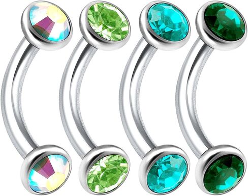 Bodyjewellery 4 قطعة 16 جرام 6 مللي متر منحني الحديد جسر الأذن الفص الغضروف اللولب الحاجب مكافحة الزنمة أقراط حافة بينا Halfball BWAW اختيار اللون in Kuwait