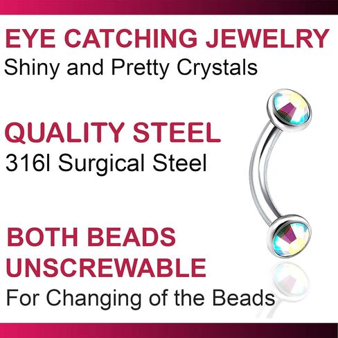 Bodyjewellery 4 قطعة 16 جرام 6 مللي متر منحني الحديد جسر الأذن الفص الغضروف اللولب الحاجب مكافحة الزنمة أقراط حافة بينا Halfball BWAW اختيار اللون in Kuwait