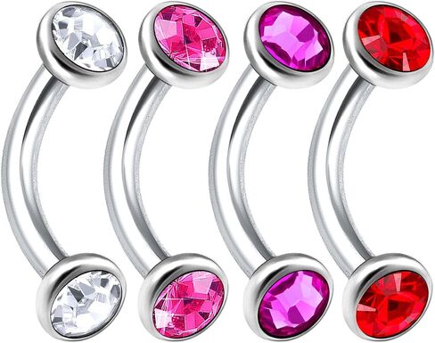 Bodyjewellery 4 قطعة 16 جرام 6 مللي متر منحني الحديد جسر الأذن الفص الغضروف اللولب الحاجب مكافحة الزنمة أقراط حافة بينا Halfball BWAW اختيار اللون in Kuwait