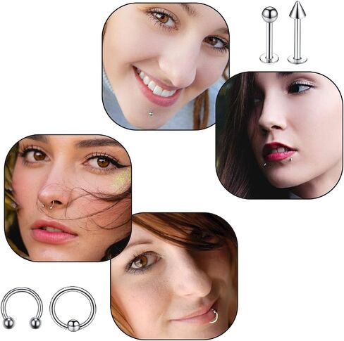 BodyJ4You 36PC PRO Piercing Kit Stainless Steel 14G 16G Belly Ring Tongue Nipple Nose Jewelry in Saudi Arabia