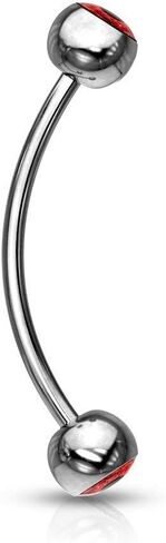 Forbidden Body Jewelry 16g 14mm Surgical Steel Curved Barbell w/Eyeball Inlaid Ball Ends for Snake Eyes Tongue Piercing in Saudi Arabia