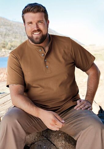 Boulder Creek by Kingsize Men's Big & Tall Heavyweight Short-Sleeve Henley Shirt in Kuwait