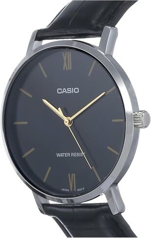 Casio MTP-VT01L-1B Men's Minimalistic Black Dial Black Leather Band Analog Watch in Saudi Arabia