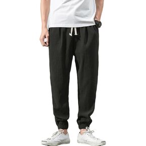 sandbank Men's Drawstring Beach Pant Summer Cotton Linen Loose Yoga Jogger Pants