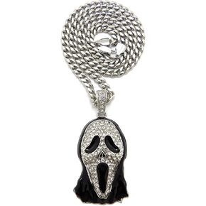 Iced Scream Face Pendant 5mm/18,20",24",30" Stainless Steel Cuban Chain Fashion Necklace SRC9 in Saudi Arabia