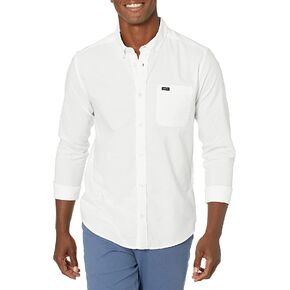 RVCA Men's Slim Fit Long Sleeve Oxford Stretch Woven Button Up Shirt