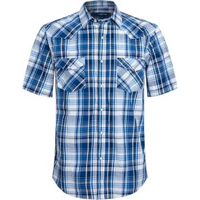 Mens Short Sleeve Western Shirts with Pearl Snap Button Up Casual Regular Fit Plaid Shirts