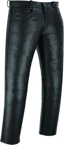 Leather Classic Fitted Motorcycle Black Trouser Pants for Men in Saudi Arabia