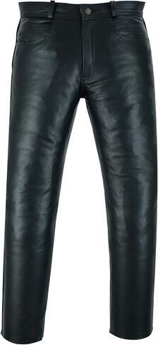 Leather Classic Fitted Motorcycle Black Trouser Pants for Men in Saudi Arabia