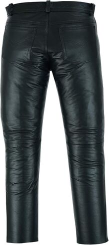 Leather Classic Fitted Motorcycle Black Trouser Pants for Men in Saudi Arabia