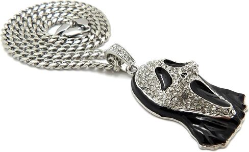 Iced Scream Face Pendant 5mm/18,20",24",30" Stainless Steel Cuban Chain Fashion Necklace SRC9 in Saudi Arabia