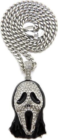 Iced Scream Face Pendant 5mm/18,20",24",30" Stainless Steel Cuban Chain Fashion Necklace SRC9 in Saudi Arabia